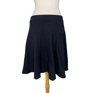 LANDS END Black Rayon Jersey Knit Pull On A-line Skirt Size Large 14-16 *READ*